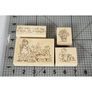 Stampin Up "Friendships Grow" Wood Mounted Rubber Stamp Set 2001 Vintage